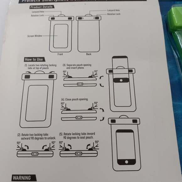 Smartphone Protector 💯 % Waterproof Floating Pouch W/Strap Blue,Pink,Green,Oran - Picture 6 of 6